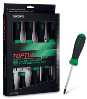 TOPTUL SLOTTED AND PHILLIPS SUPER-GRIP SCREWDRIVERS Set 8pcs -GAAE0807